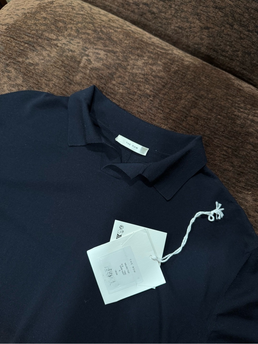 Auth The Row Mauro Polo Shirt Size S 100% Virgin Wool Men's Navy Polo Shirt